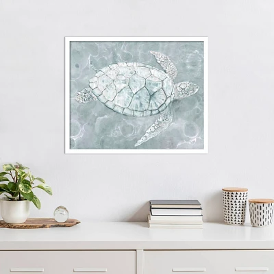 Amanti Art Sea Turtle by Stellar Design Studio Wood Framed Wall Art Print