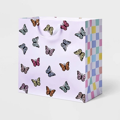 XL Butterflies Gift Bag Pink - Spritz: XLarge Multicolored Paper for All Occasions, Animal Pattern, 15x15x8