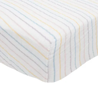 Little  Cotton Muslin Crib Sheet -  Stripe