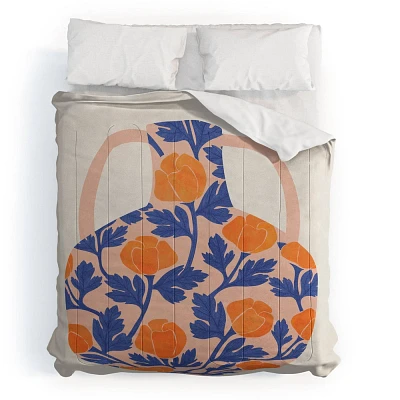 Deny Designs King El Buen Limon Vase and Roses Collection Comforter and Sham Set