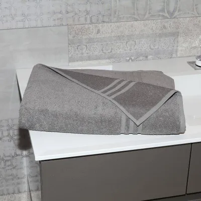 Denzi Towel Bath Sheet Dark Gray - Linum Home Textiles: 100% Midweight, Striped, Terry Cloth