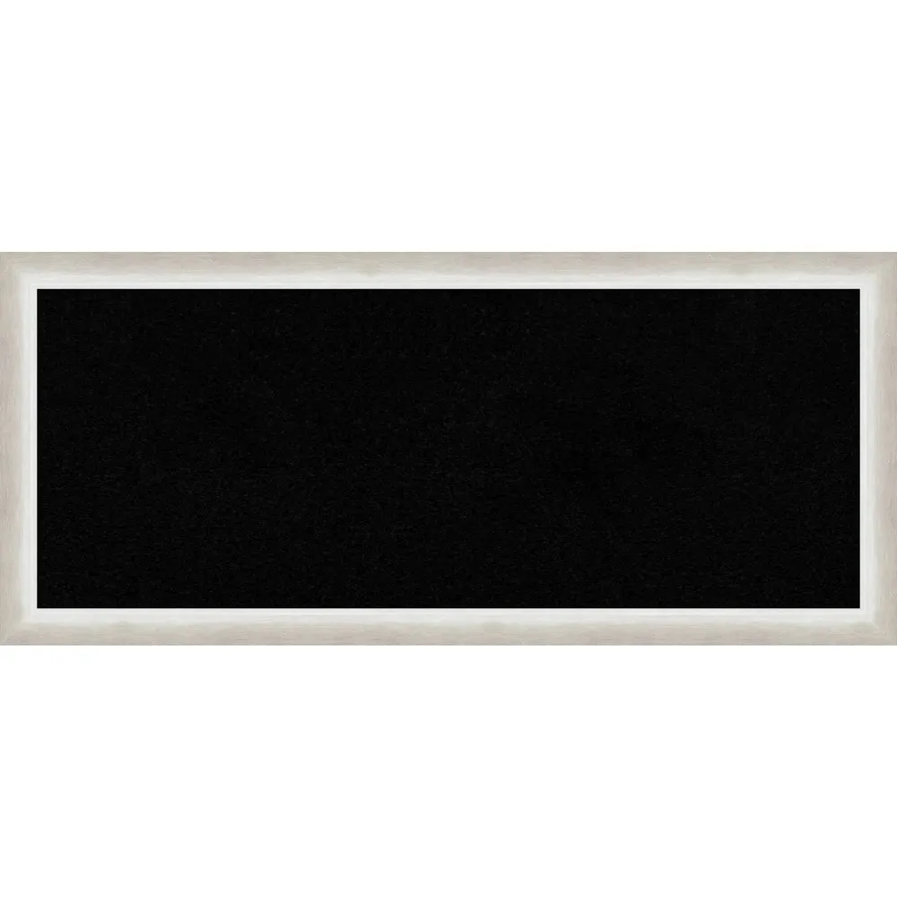 32x14 Two Tone Wood Frame Black Cork Board Silver - Amanti Art