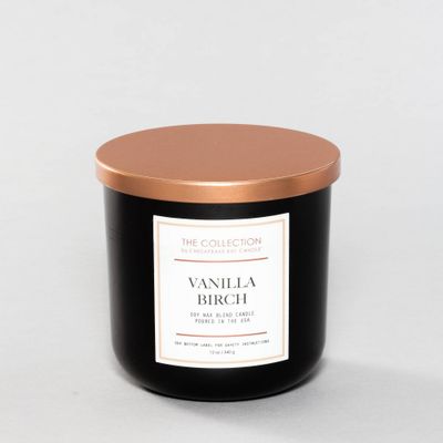 12oz Lidded Black Jar Candle Vanilla Birch - The Collection By Chesapeake Bay Candle