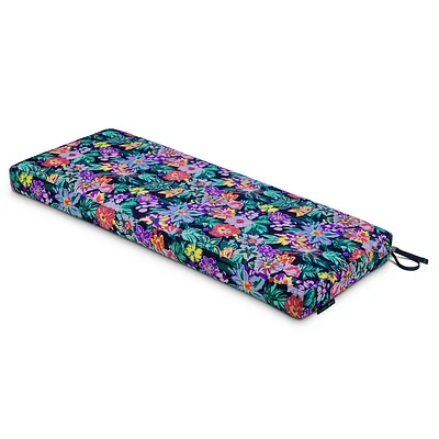 Vera Bradley 42x18 Happy Blooms Outdoor Patio Bench Cushion: Water-Resistant, Zipper Closure, Foam Fill