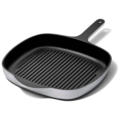 Caraway Home Enameled Cast Iron Grill Pan Gray