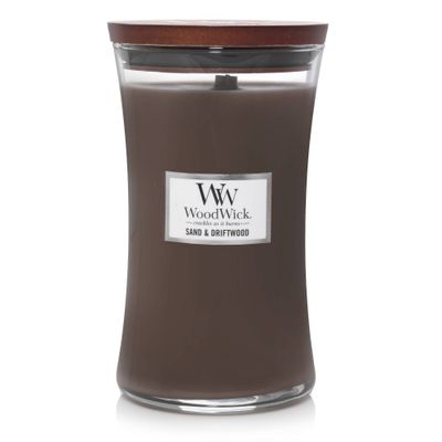 21.5oz Large Hourglass Jar Candle Sand & Driftwood - WoodWick: Soy & Paraffin Blend, Crackling Wick