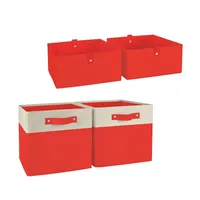 4pc Kids Folding Storage Bin Set Red - RiverRidge Home