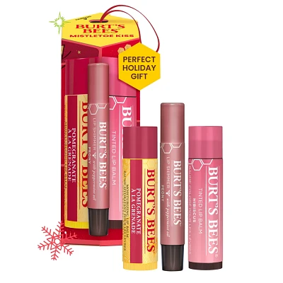 Burts Bees Lip Balms Mistletoe Kiss Gift Set - Pink Pomegranate