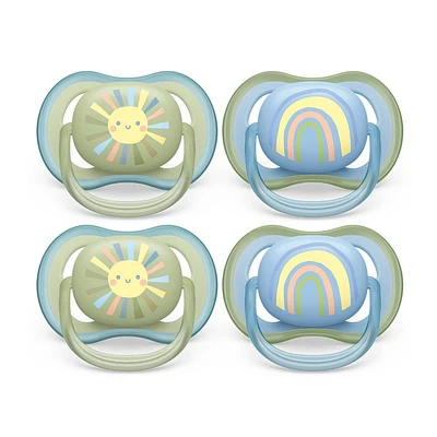 Avent Philips Ultra Air Pacifier 0-6 Months - Smiling Sun/Blue Rainbow - 4pk