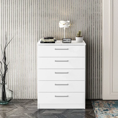 Polifurniture Juliette 5 Drawer Dresser White