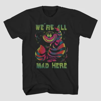 Mens Disney Cheshire Cat hort leeve Graphic T-hirt - Black