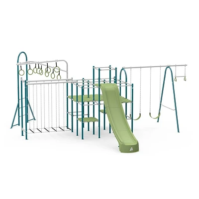 Skywalker Trampolines ActivPlay Base Camp Playground and Hanging Bridge Jungle Line