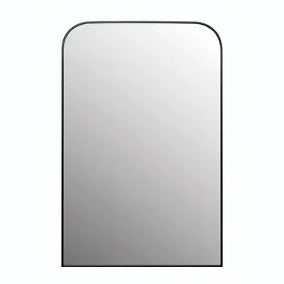 Metal Framed Wall Mirror Matte Silver - Storied Home: 42x65 Rounded Edge, No Assembly Required