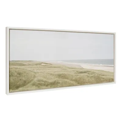 Sylvie Serene Coastal Landscape Framed Canvas by Creative Bunch - Kate & Laurel: Beach Scene Wall Decor, Nautical Art