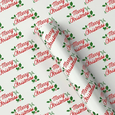 20 sq ft Merry Christmas Gift Wrap White - Wondershop