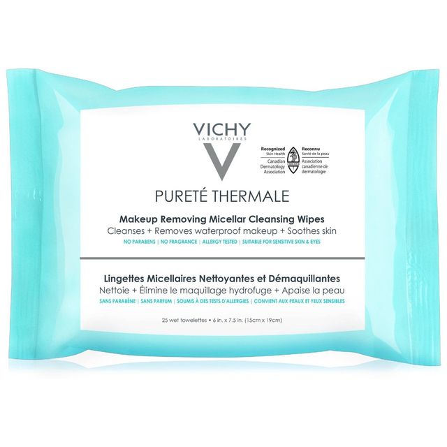 Vichy Puret Thermale 3-in-1 Micellar Cleansing Make-Up Remover Wipes - Unscented - 25ct