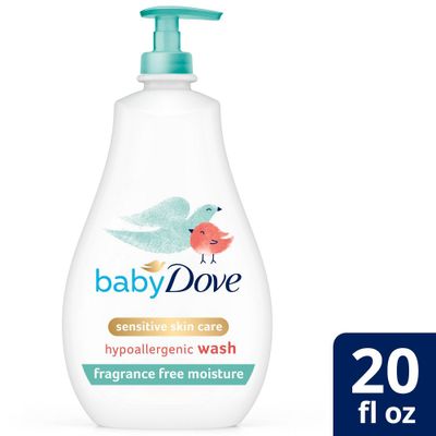 Baby Dove Fragrance Free Moisture Baby Body Wash & Shampoo Hypoallergenic for Eczema-Prone Skin