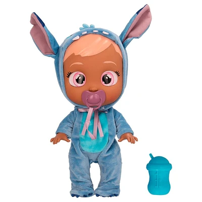 Cry Babies Disney Nurturing Baby Doll Inspired by Stitch, Dressed Up In the Iconic Pink Dress And Cries Real Tears For Kids Age 18 Months and Up