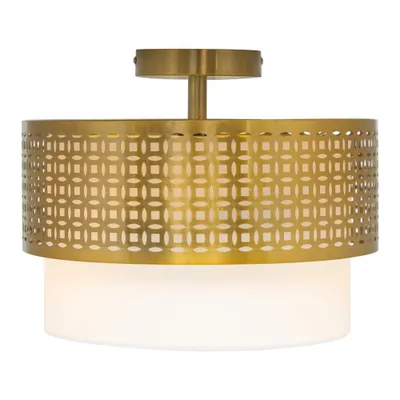 10.12 Ximena Drum Shade Ceiling Light - River of Goods: Gold-Tone Semi-Flush, Mixed-Material, UL Listed