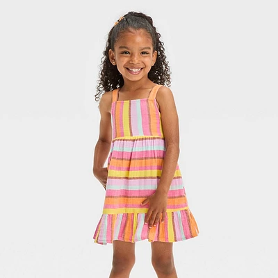 Toddler Girls Striped Gauze Dress