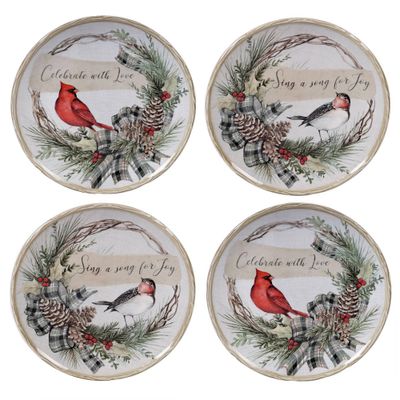 9 4pk Earthenware Holly and Ivy Dessert Plates White - Certified International