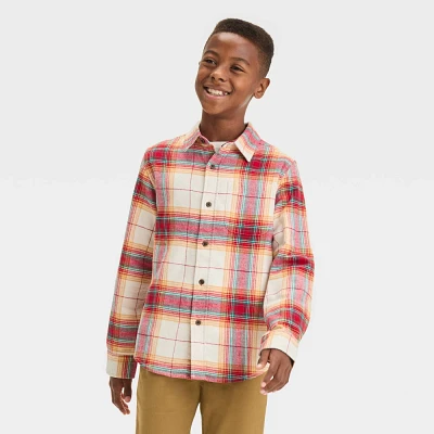 Boy Long Sleeve Plaid Flannel Button-Down Shirt