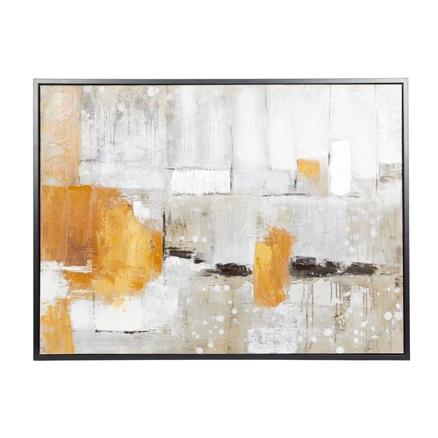 Canvas Abstract Framed Wall Art with Black Frame Gray - Olivia & May: Contemporary Style, 36x48 Size