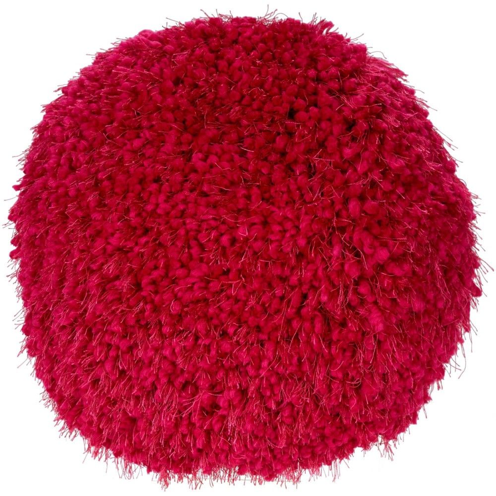 Mina Victory 14 Shag Lush Yarn Round Throw Pillow Hot Pink - Mina Victory |  The Market Place