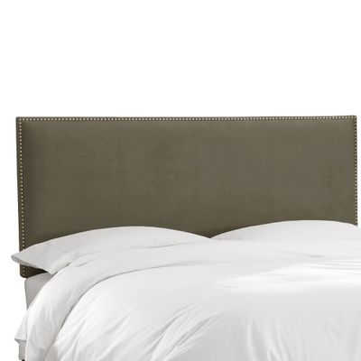 Skyline Furniture King Arcadia Nailbutton Headboard Velvet Pewter