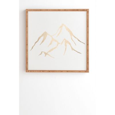 Nature Magick Adventure White Gold Mountains Bamboo Framed Wall Art - Deny Designs