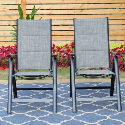 2pk Outdoor Padded Textilene Dining Chairs: Rust-Resistant Aluminum Frame - Captiva Designs