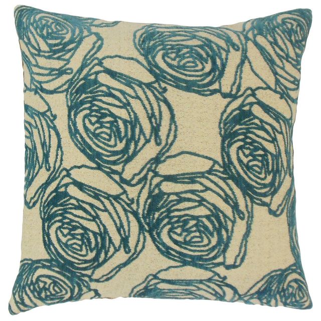 Turquoise Square Throw Pillow (20x20) - The Pillow Collection: Handmade, Floral, Linen & Down Feather Insert