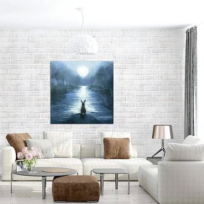 Isabella and Her Moon by David Joaquin Wall Canvas: Modern Gicle Art - iCanvas