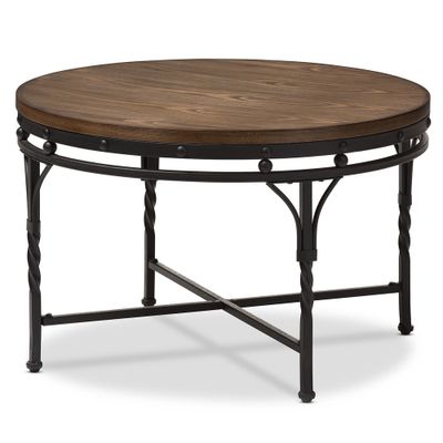 Baxton Studio Austin Vintage Industrial Round Coffee Cocktail Occasional Table: MDF & Metal