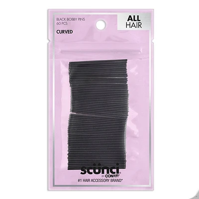 scnci Curved Metal Bobby Pins - Black - All Hair - 60pcs