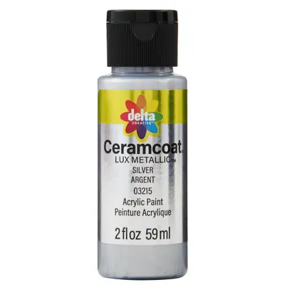 Delta 2 fl oz Ceramcoat Luxe Metallic Paint Silver: Acrylic Craft Paint for Wood, Water-Based, Age 13+