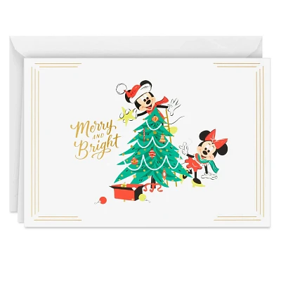 Hallmark 10ct Disney Mickey Mouse & Friends Mickey Mouse and Minnie Mouse Merry and Bright Christmas Single-Design Boxed Card Pack