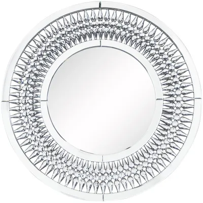 32x32 Glass Starburst Wall Mirror with Crystal Embellishment Silver - Olivia & May