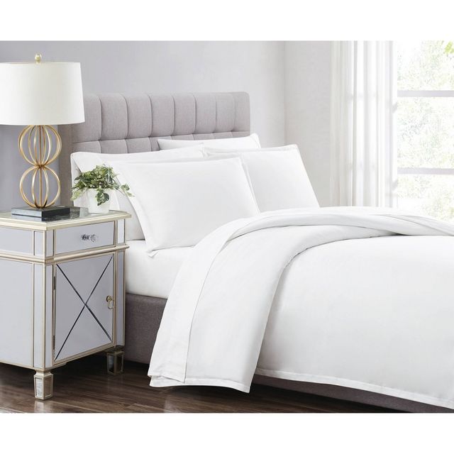 3pc Full/Queen 310 Thread Count Cotton Solid Duvet Set White - Charisma: Includes 2 Shams, OEKO-TEX Certified