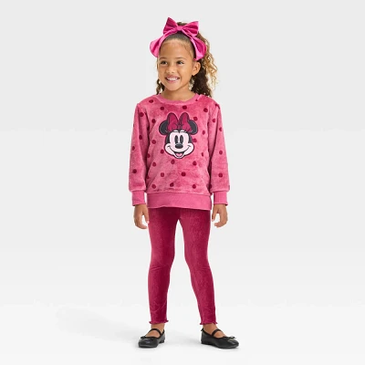 Baby Girls Disney Minnie Mouse Cozy Woobie Pullover & Ribbed Velour Pants Set