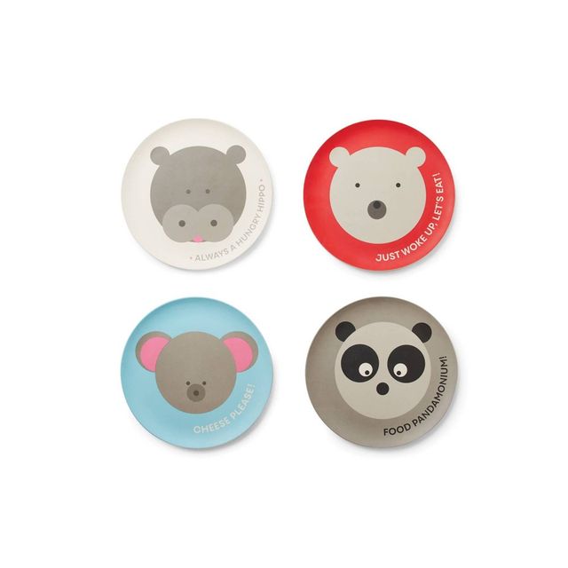 7.8 4pk Bamboo Fiber Animal Plates - Red Rover