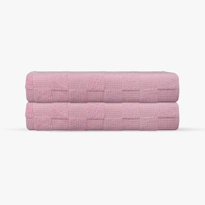 Depera Home 2pc Waffle Terry Turkish Bath Towel Set Blush