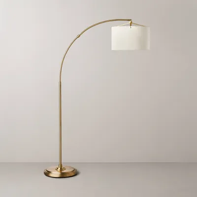 Pleated Shade Metal Floor Lamp Cream/brass (includes Led Light