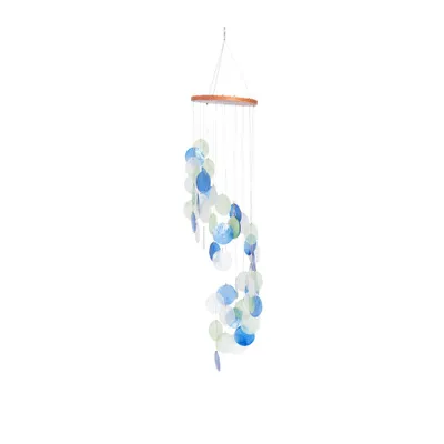 Coastal Capiz Shell Abstract Windchime Blue/Green/Natural - Olivia & May