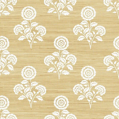 Brewster Flourish Block Print Wheat Faux Grasscloth Peel and Stick 1pc Wallpaper