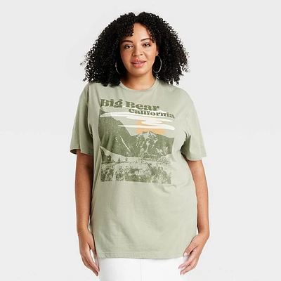 Womens Big Bear California Oversized Short Sleeve Graphic T-Shirt