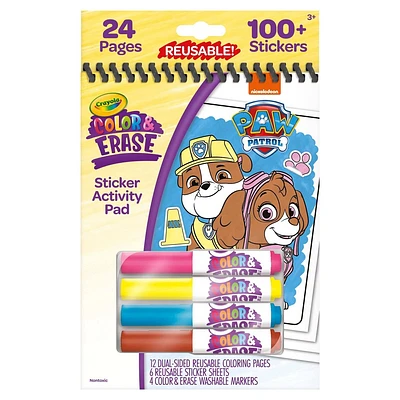 Crayola Paw Patrol Color & Erase Reusable Sticker Activity Pad: Non-Toxic Coloring Book with Stickers for Ages 3+