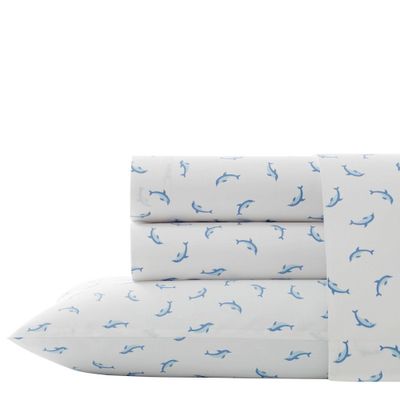 Twin Printed Pattern Percale Cotton Sheet Set Dolphin - Poppy & Fritz