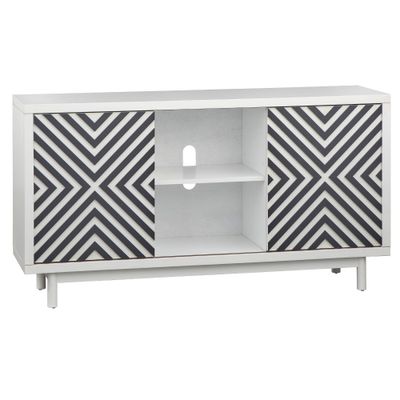 Lifestorey Mason Buffet White: Luxury Glam Style Sideboard, Adjustable Shelves, Sliding Doors