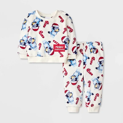 Baby Boys Bluey Christmas Candy Cane 2pc Cozy Top and Bottom Set